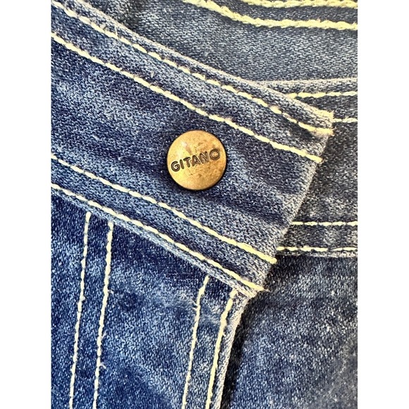 VTG 80s Jean Denim A-Line Maxi Skirt Button Front Sz 9/10 Gitano Retro Western - Picture 7 of 7